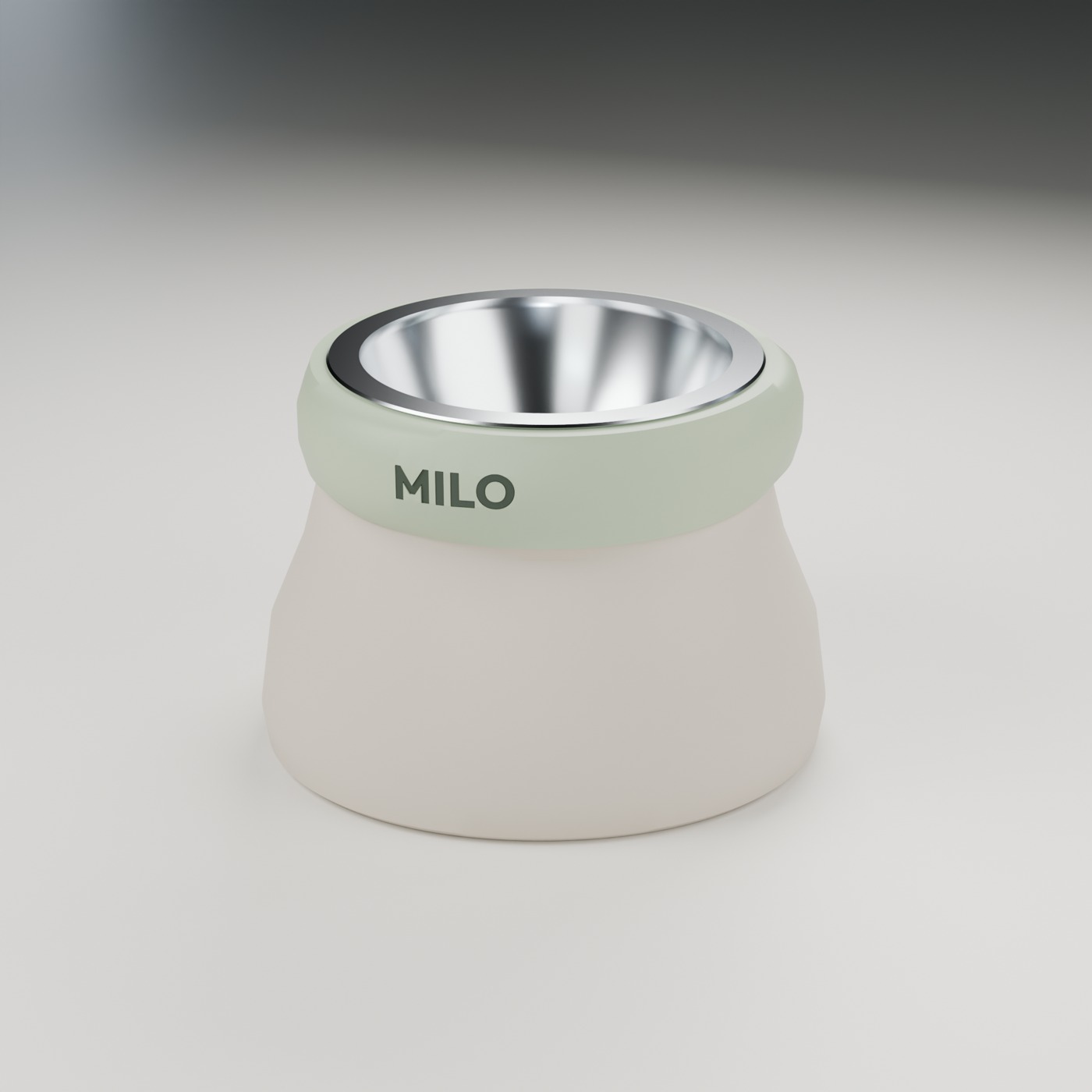 Cairn raised bowl stand with the name MILO